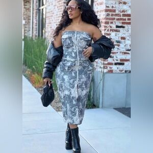 Zara Gray Strapless Pencil Dress